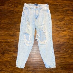 Aeropostale Destroy Light Wash Mom Jeans Size 8